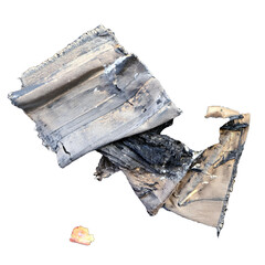 High-Quality Graphic Resource: High-Resolution PNG Image of Burned Fabric and Cloth Waste on Ground, Post-Fire Theme, Perfect for Designers Seeking Unique Textures and Realistic Visuals for Artistic