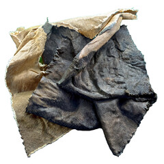 High-Quality Graphic Resource: High-Resolution PNG Image of Burned Fabric and Cloth Waste on Ground, Post-Fire Theme, Perfect for Designers Seeking Unique Textures and Realistic Visuals for Artistic