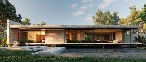 Obraz premium Contemporary Suburban Living: Spacious House with Expansive Yard in Stunning