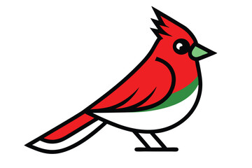 Christmas cardinal bird vector line art, clipart illustration with isolated on white background