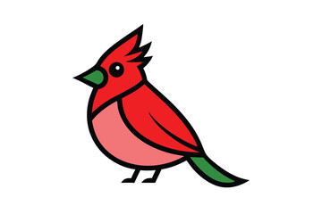 Christmas cardinal bird vector line art, clipart illustration with isolated on white background