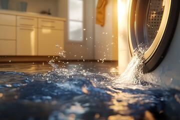 Washing machine flooding bathroom creating a domestic problem