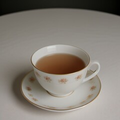 Simple Cup of Hot Tea on a White Background
