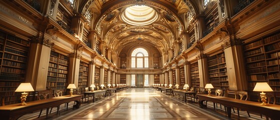 Obraz premium Majestic Historic Library with Ornate Architecture in Stunning
