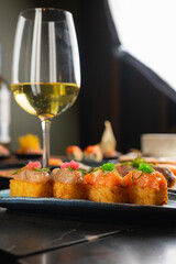 Sushi on Black Stone Table