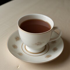 Simple Cup of Hot Tea on a White Background
