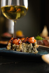 Sushi on Black Stone Table