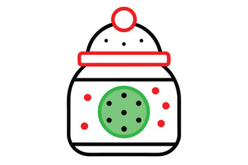 Christmas cookie jar vector line art, clipart illustration with isolated on white background