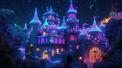 Obraz premium Enchanted Castle Illuminated