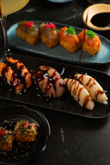 Sushi on Black Stone Table