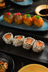 Sushi on Black Stone Table