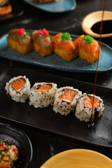 Sushi on Black Stone Table