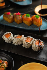 Sushi on Black Stone Table