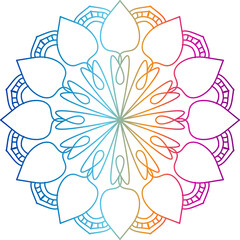 Mandala Line Illustration, colorful mandala design, gradient mandala