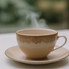 Fototapeta premium Simple Cup of Hot Tea on a White Background
