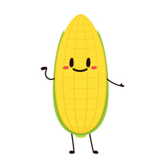 Corn cartoon vector. Cute vegetable vector character isolated on white. Corn mascot.