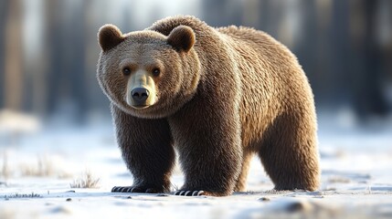 Obraz premium Brown bear standing on white background