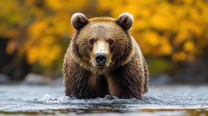 Obraz premium Brown bear standing on white background