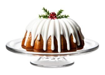 PNG Bundt christmas cake dessert icing plate.