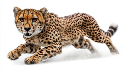 Obraz premium Cheetah in action pose on white