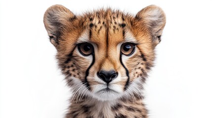 Cheetah portrait isolated on white