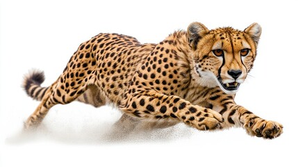 Obraz premium Cheetah running on white background