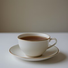 Fototapeta premium Simple Cup of Hot Tea on a White Background