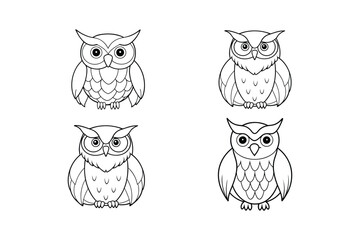 An owl vector line art illustration