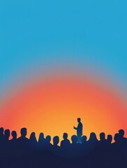Fototapeta premium Business presentation with a speaker at a podium addressing an audience