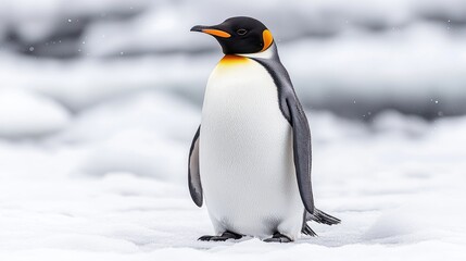 Fototapeta premium Comical penguin standing on white
