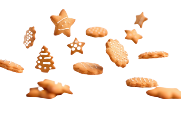PNG Floating festive gingerbread cookies