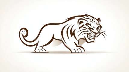 Obraz premium Striking Minimalist Tiger Illustration on Clean White Background