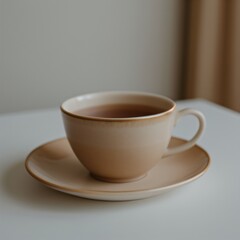 Fototapeta premium Simple Cup of Hot Tea on a White Background
