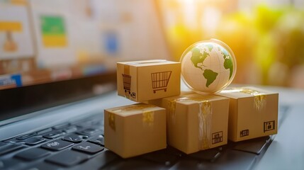 E-commerce platform highlighting global shipping deals, close-up of discounted shipping banners and offers