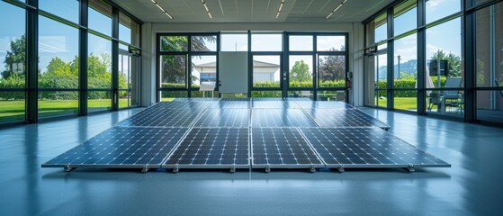 Environmental Sustainability: Solar Panels Generating Power in a Modern Business Park