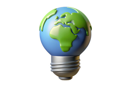 Light bulb with green earth planet. Ecology and renewable energy concept design