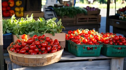 Early morning farmer market setup, Monday morning, fresh and lively