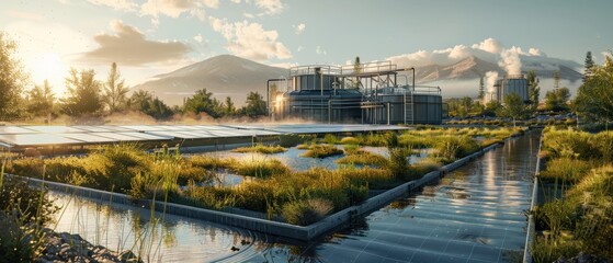 Futuristic Solar-Powered Water Treatment Plant in Stunning 8K UHD Resolution