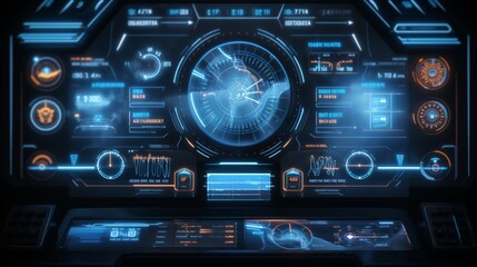 Futuristic business strategy dashboard for marketing management and data analysis