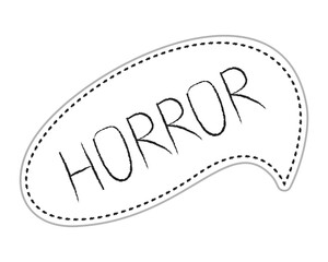 Halloween sticker with speech bubble. Color flat vector illustration.