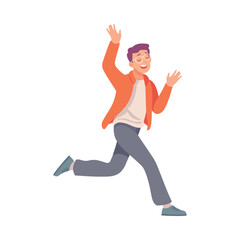 Frightened Man Character Escape and Run Away from Something Vector Illustration