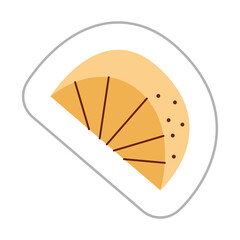 Sticker with a piece of orange. Color flat vector illustration.