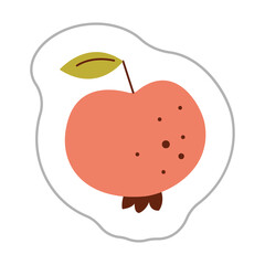 Sticker with an apple. Color flat vector illustration.