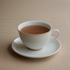 Simple Cup of Hot Tea on a White Background
