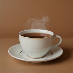 Simple Cup of Hot Tea on a White Background