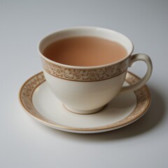 Simple Cup of Hot Tea on a White Background