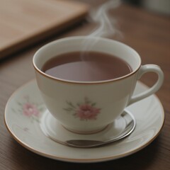 Fototapeta premium Simple Cup of Hot Tea on a White Background