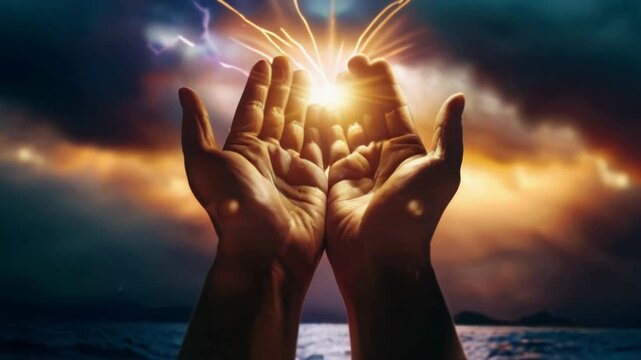 Christian concept background. fighting and victory for god.