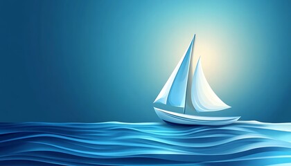 Sailing boat on the sea sunset vector art.