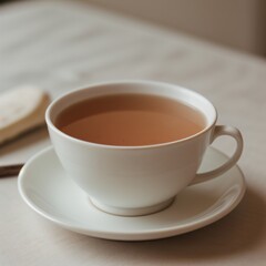 Fototapeta premium Simple Cup of Hot Tea on a White Background